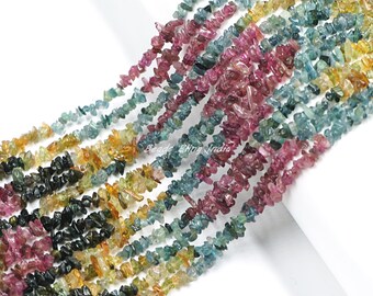 Multi Tourmaline Uncut Chip Beads, AAA Grade, 34" Strand