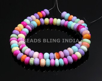 Multi Disco Opal Smooth Rondelle Shape Beads, 7 mm-10 mm AAA Candy Opal Mix Gemstone Beads Strand, Wholesale Beads for Necklace Making Craft