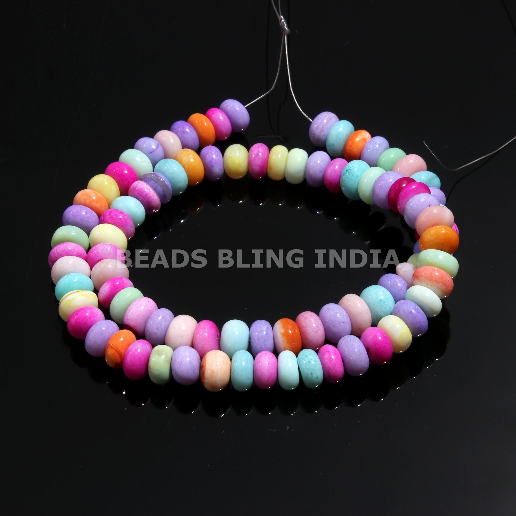 Multi Disco Opal Smooth Rondelle Shape Beads, 7 mm-10 mm AAA Candy Opal Mix Gemstone Beads Strand, Wholesale Beads for Necklace Making Craft