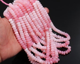 Beautiful Pink Opal Smooth Rondelle Shape Beads, 16 inches Strand Pink Shaded Opal gemstone, AAA Wholesale Beads For Jewelry Making Craft
