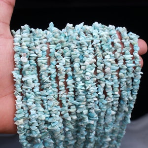 Perle naturali Larimar Uncut Chips, 34 "Larimar Uncut Chips Beads Strand, AAA Larimar Gemstone Nuggets & Chips Beads for Jewelry Making Craft