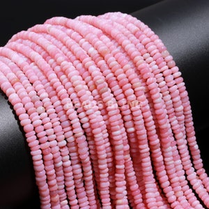 Pink Opal Smooth Rondelle Shape Beads, 4-5mm Pink Opal Gemstone Beads, 13 Inches Strand Fine Quality Opal Beads for Necklace & Jewelry Craft