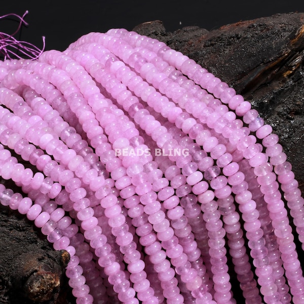 8mm Lavender Quartz Smooth Rondelle Beads, Natural Quartz Gemstone Beads, AAA Purple Lavender Quartz Crystal Beads Strand for Necklace Craft