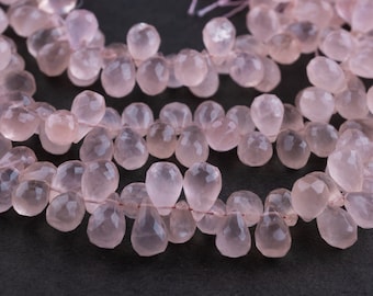 2 Perles En Quartz Rose - Gouttes 16x12 Mm - Neuf Pour Création Bijoux