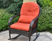 Outdoor Wicker Rocking Chair All Weather Rocker Chair with Cushions for Backyard