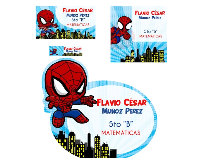 ETIQUETAS ESCOLARES Spiderman Plantilla de Canva Editable - Etsy México