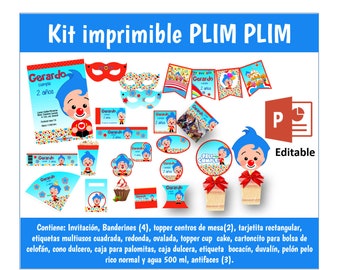Printable kit PLIM PLIM editable party
