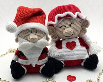 Crochet pattern Quirky Mr & Mrs Claus,  English US Terms and Swedish