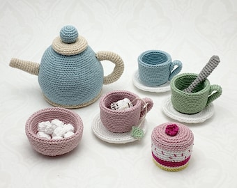 Crochet Pattern Tea Set for kids tea party (PDF)
