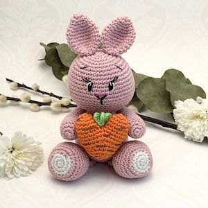 Crochet pattern Cute Valentines Bunny, English US Terms & Swedish