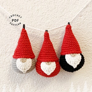 Crochet pattern cute small Santas, English US Terms & Swedish, Små söta Tomtar