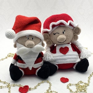 Crochet pattern Quirky Mr & Mrs Claus,  English US Terms and Swedish