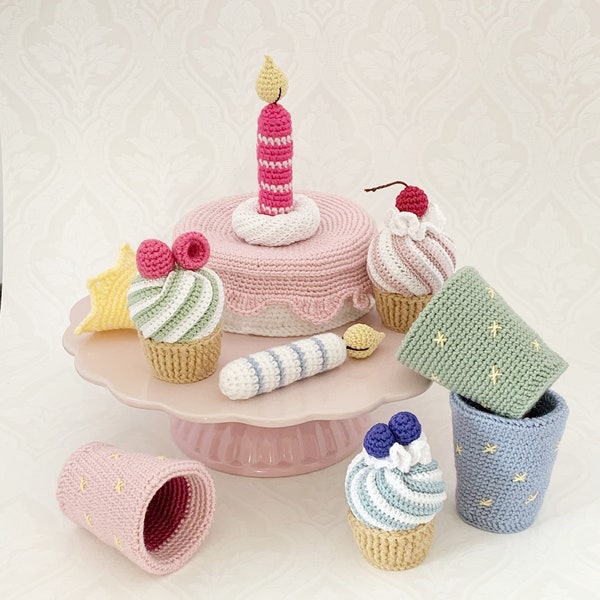 Crochet pattern Delicious Cake Party, English (US Terms) & Swedish