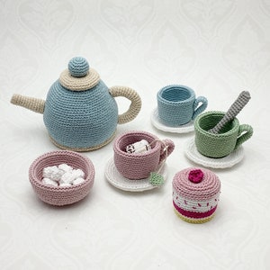 Crochet Pattern Tea Set, English US Terms & Swedish, Virkmönster Teservis