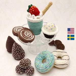 Crochet pattern Milkshake and more, English US Terms & Swedish