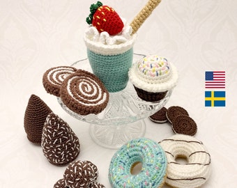 Crochet pattern Milkshake and more, English US Terms & Swedish