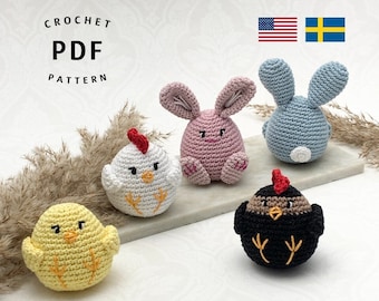 Crochet pattern Super cute Easter Family, English (US) Terms & Swedish