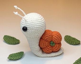 Crochet pattern adorable Pumpkin Snail, English US Terms & Swedish