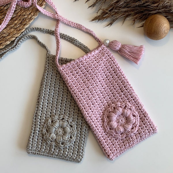 Crochet pattern Mobile bag, Phone Bag, English (US Terms) & Swedish, Virkmönster Mobilväska