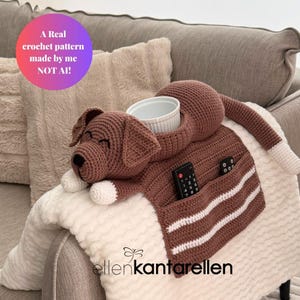 Crochet Dog Sofa Arm rest Organizer Pattern, Couch caddy, English US Terms