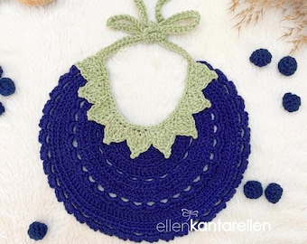 Crochet Blueberry Baby Bib Pattern, US & Swedish Terms (PDF)