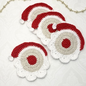 Crochet pattern Santa Coaster with Basket, English US Terms & Swedish, Virkmönster Tomteunderlägg med korg image 3