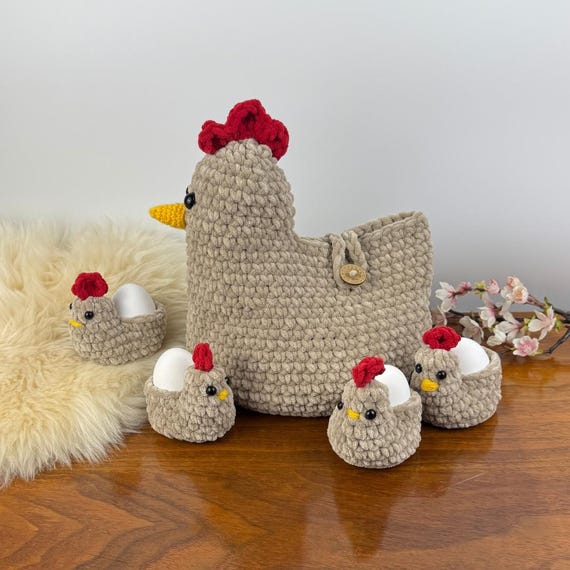 Crochet pattern Chicken Egg basket and Eggholders (PDF)