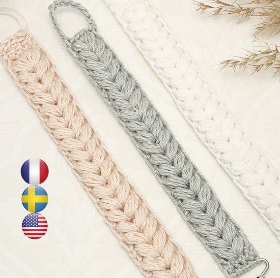 Macrame Braided Pacifier Clip - Beige Trim Macrame Braided Pacifier Clip - Beige Trim
