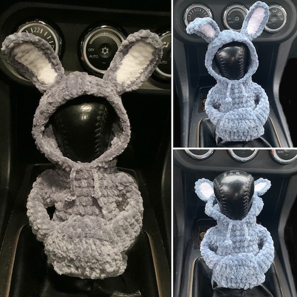 Crochet pattern Gear shift Bunny Hoodie for Easter, English US Terms & Swedish