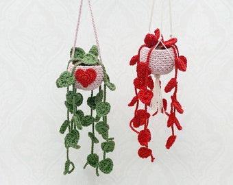 Crochet String of Hearts Plant Pattern, Car Hanging Valentines Decor (PDF)