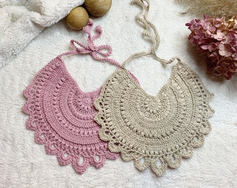 Crochet Baby Bib Pattern, Romantic Scalloped Design (PDF)