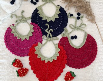 Crochet Berry Baby Bib Pattern Bundle, US & Swedish Terms (PDF)