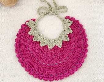 Crochet Raspberry Baby Bib Pattern, US & Swedish Terms (PDF)