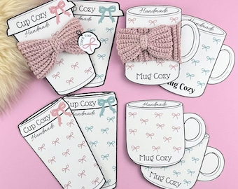 Cup & Mug Cozy Template Bundle 4 in one, foldable + bonus small Tags
