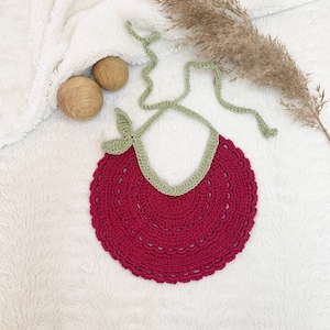 Crochet pattern cute Cherry baby BIB, English US Terms & Swedish