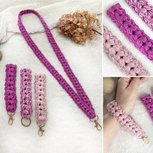 Patrón de crochet para cordón y pulsera Poppy, términos en inglés (EE. UU.) y sueco