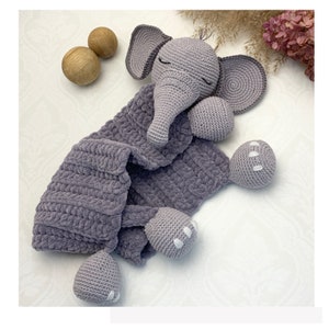 Crochet pattern adorable Elephant comforter blanket, English US Terms & Swedish, virkmönster Söt SnutteElefant