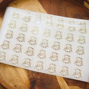 Sticker sheets, 35mm (1.4") labels, Ivory white, "WED 'TIL DED", for wedding favors, stationery, envelope seals, Skeleton ring design. image 2