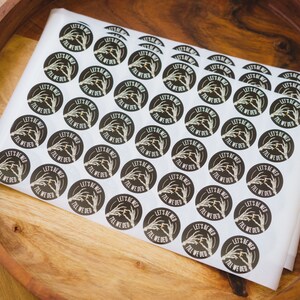 Sticker sheets, 35mm (1.4") labels, Charcoal Black, "WED 'TIL DED", for wedding favors, stationery, envelope seals, Skeleton ring design. image 2