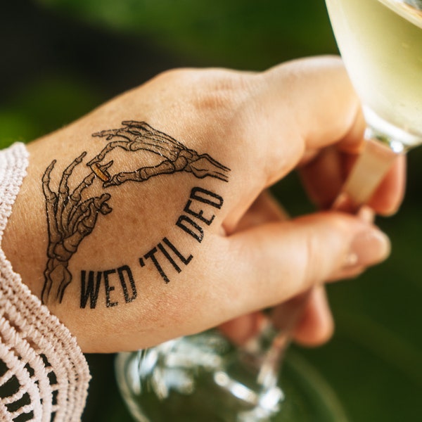 Temporäre Tattoos – WED BIS DED, für Hochzeiten, Verlobungen, Brautpartys und Geschenke.