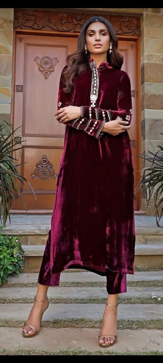 velvet suit designs for ladies 2019