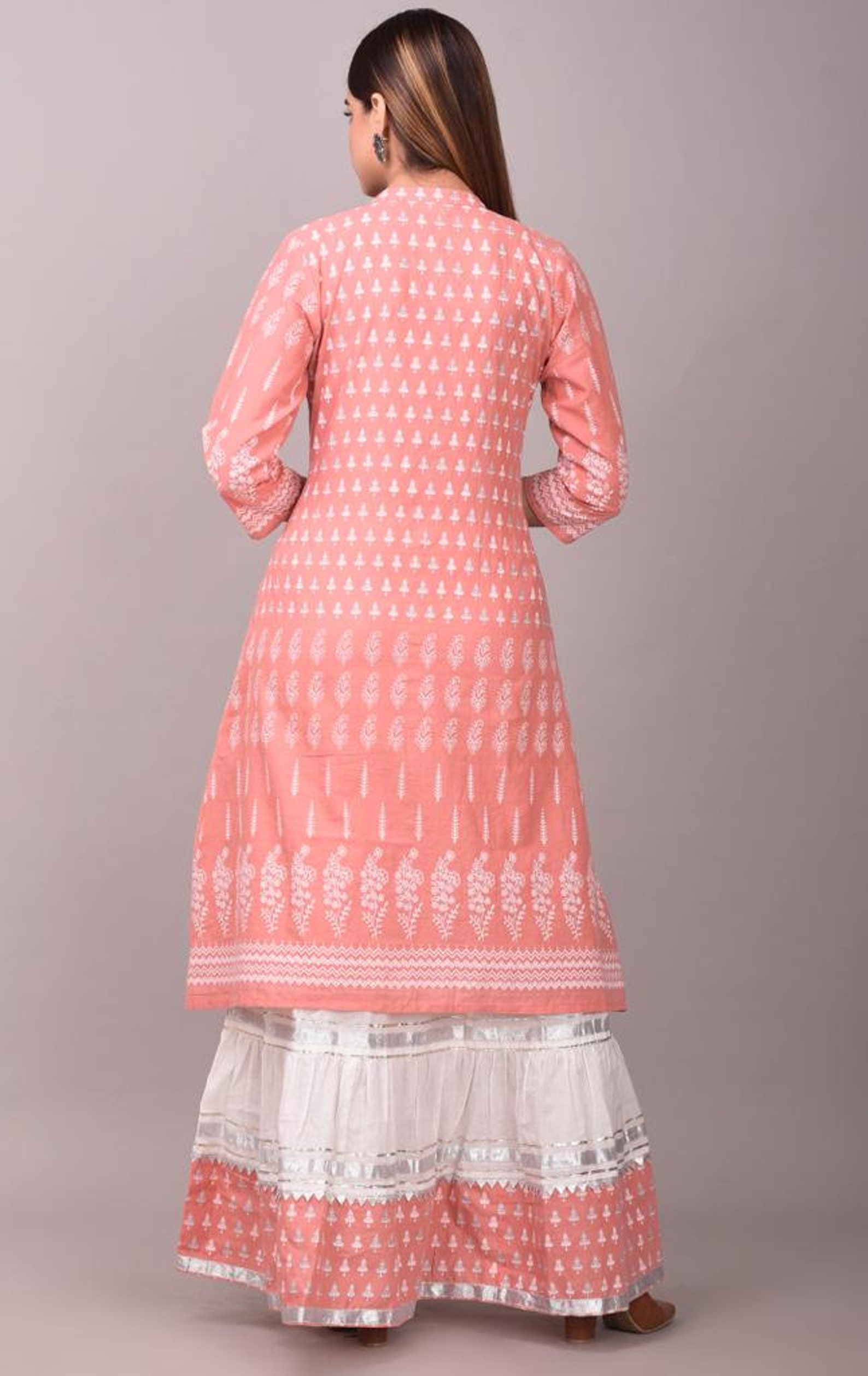 Indian Straight Pink Color Kurta With Sahara Pakistani Salwar Etsy