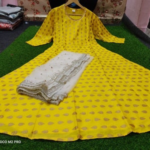 Pakistani Designer Kurti Dupatta Set for Women & Girls Yellow Salwar ...