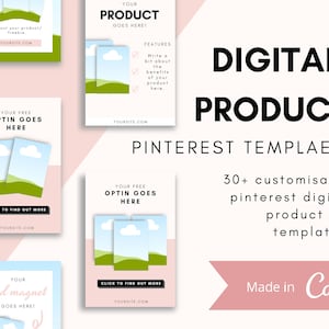 Pinterest templates for digital products, Canva templates - Perfect for bloggers, online businesses, email optins.