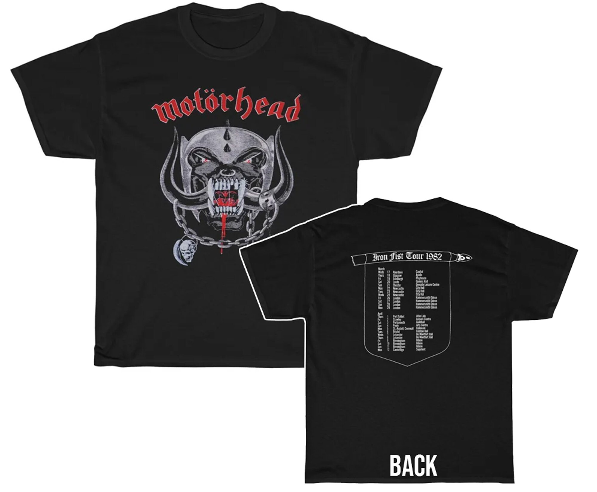 Motorhead 1982 Iron Fist European Tour Shirt | Etsy
