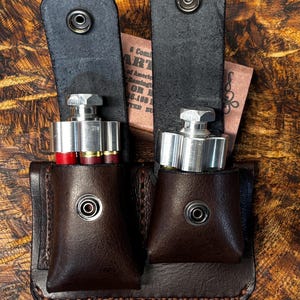 Dual-Caliber Leather  Speed Loader Pouch – Fits .45 Long Colt & .410 (Specify shell length) Handmade Double Magazine Carrier