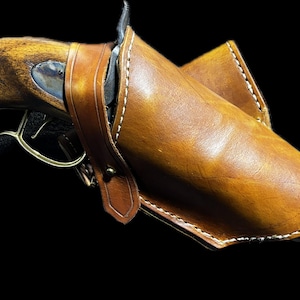 Hawken .50 Cal Pistol Leather Holster – Crossdraw, Deerskin Lined