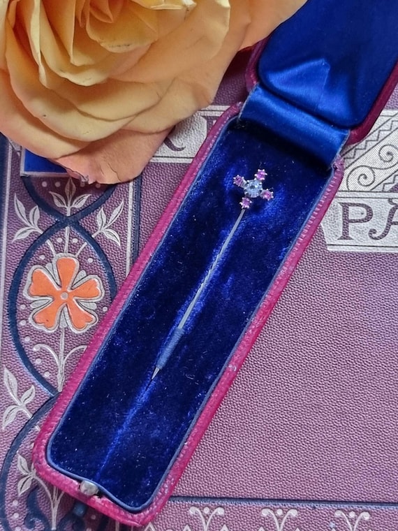 Antique Gold Ruby and Paste Stickpin - image 2