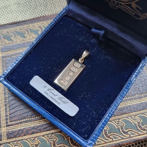 Vintage Solid 9ct Gold Millennium Ingot Pendant In Presentation Gift Box 1 10th Ounce