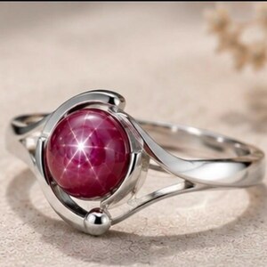 Natural Ruby Star 925 Silver Ring, Simple Daily Wear Ring.